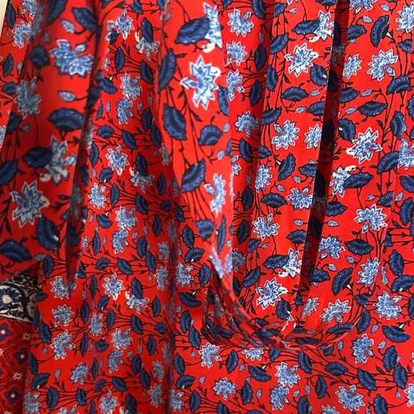 Red and Blue Patterned Long Sleeve Dress - Picture 2 of 9